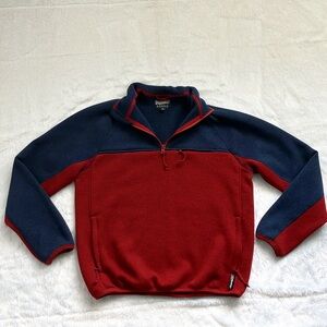 Like New J Crew Nordic All‎ Weather Quarter Zip Pullover Red Blue Sweater, Med